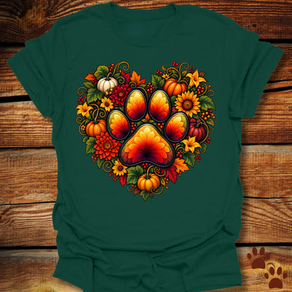 Autumn Paw Print Heart T-Shirt