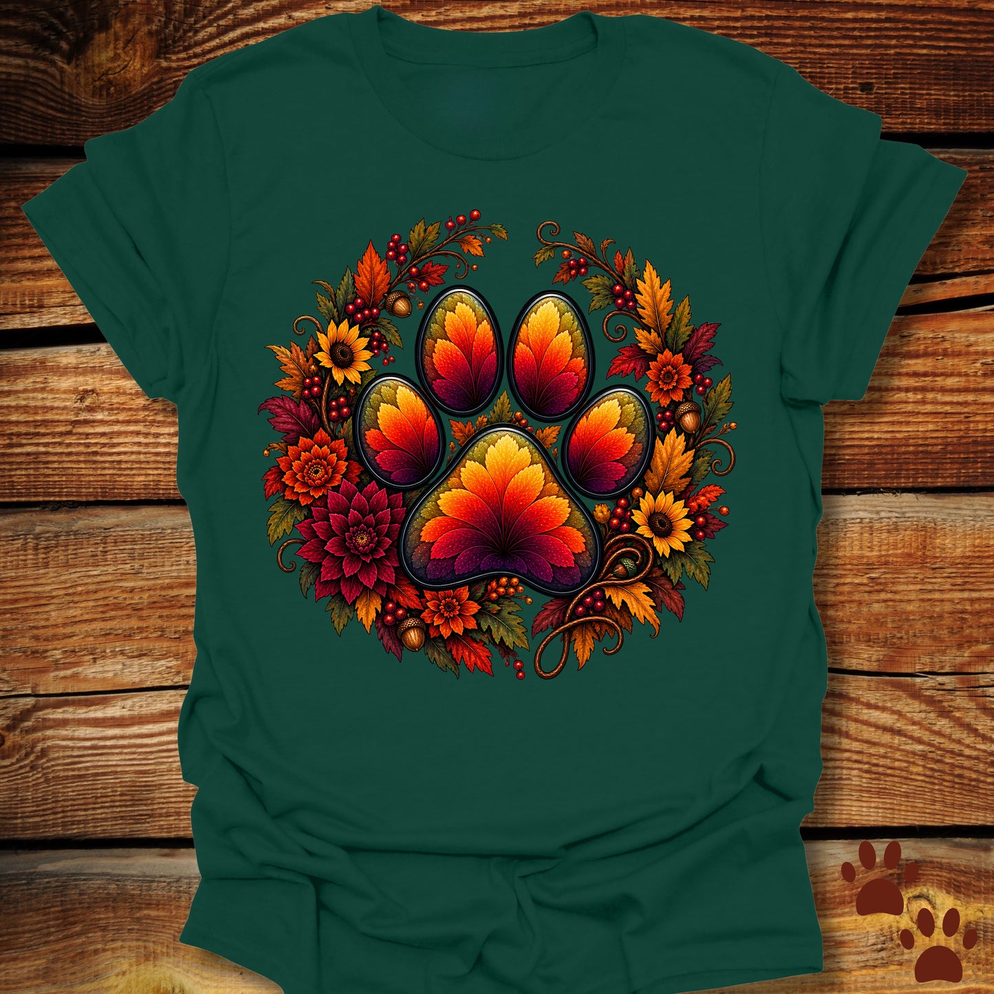 Autumn Paw Print Wreath T-Shirt