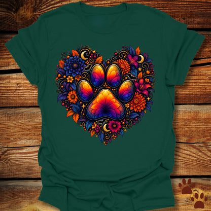 Celestial Autumn Paw Heart T-Shirt