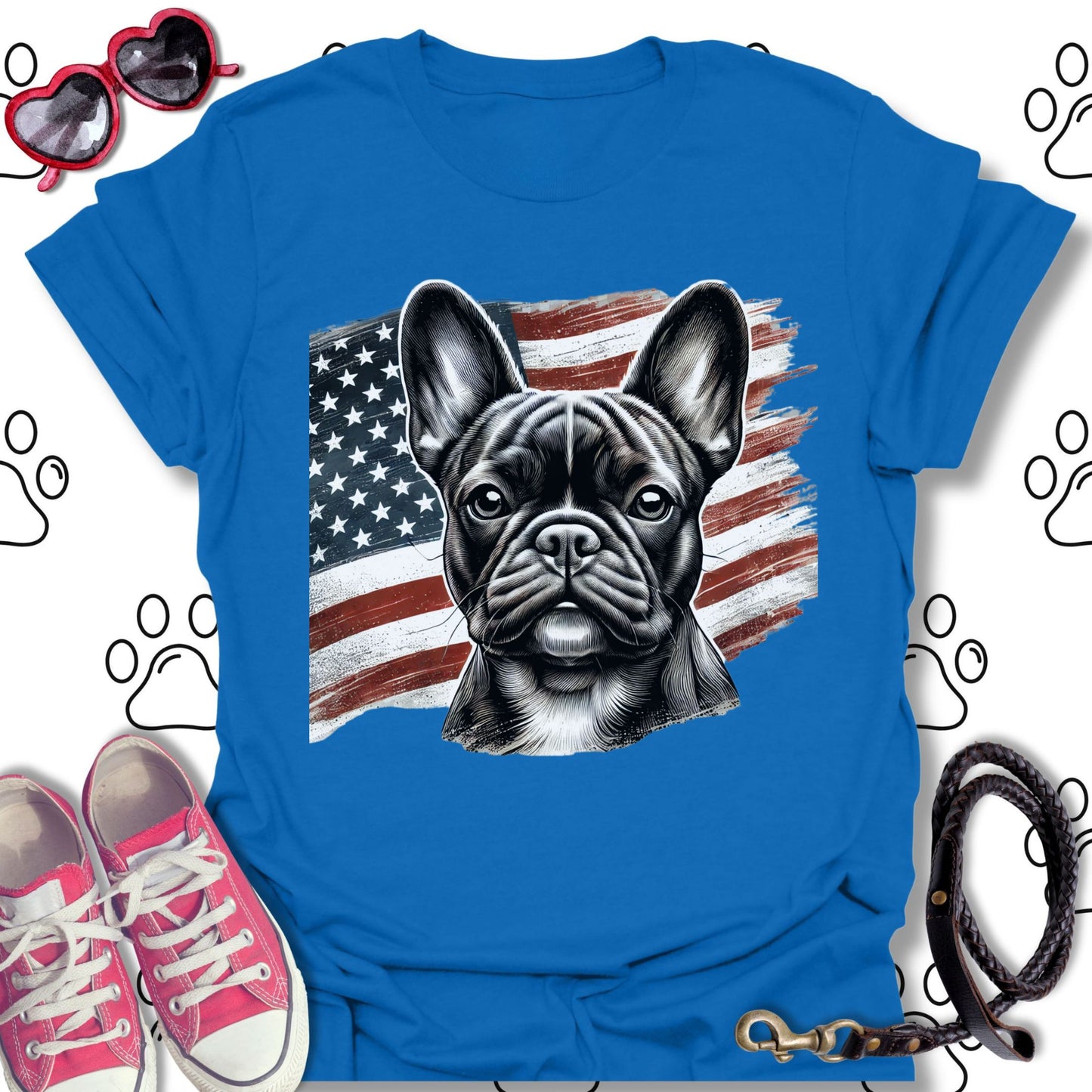 French Bulldog American Flag Patriotic T-Shirt