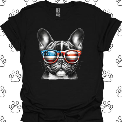 French Bulldog American Flag Sunglasses T-Shirt