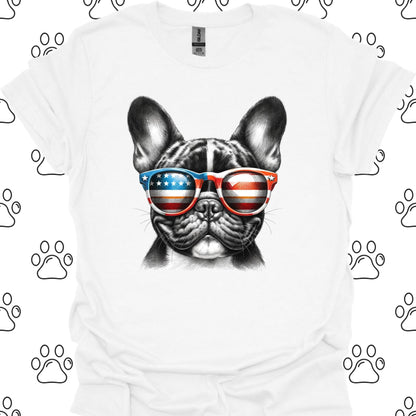 French Bulldog American Flag Sunglasses T-Shirt