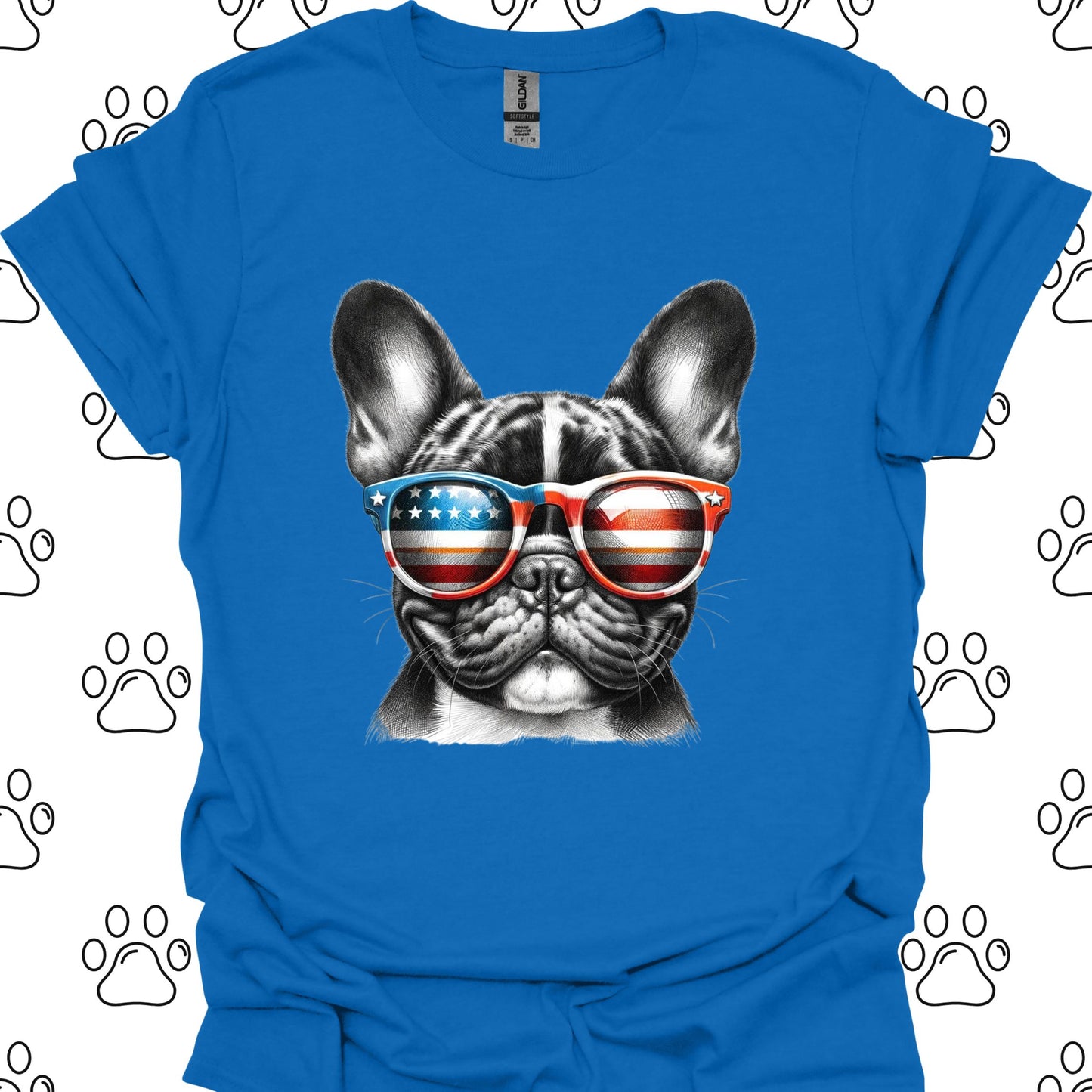 French Bulldog American Flag Sunglasses T-Shirt