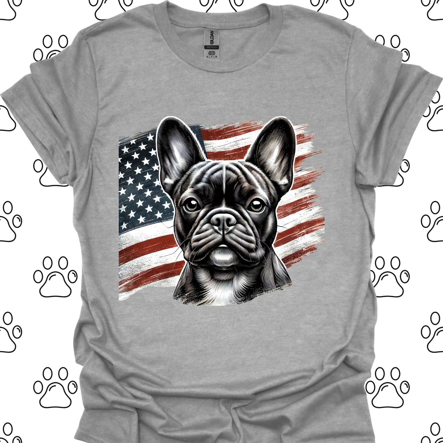 French Bulldog American Flag Patriotic T-Shirt