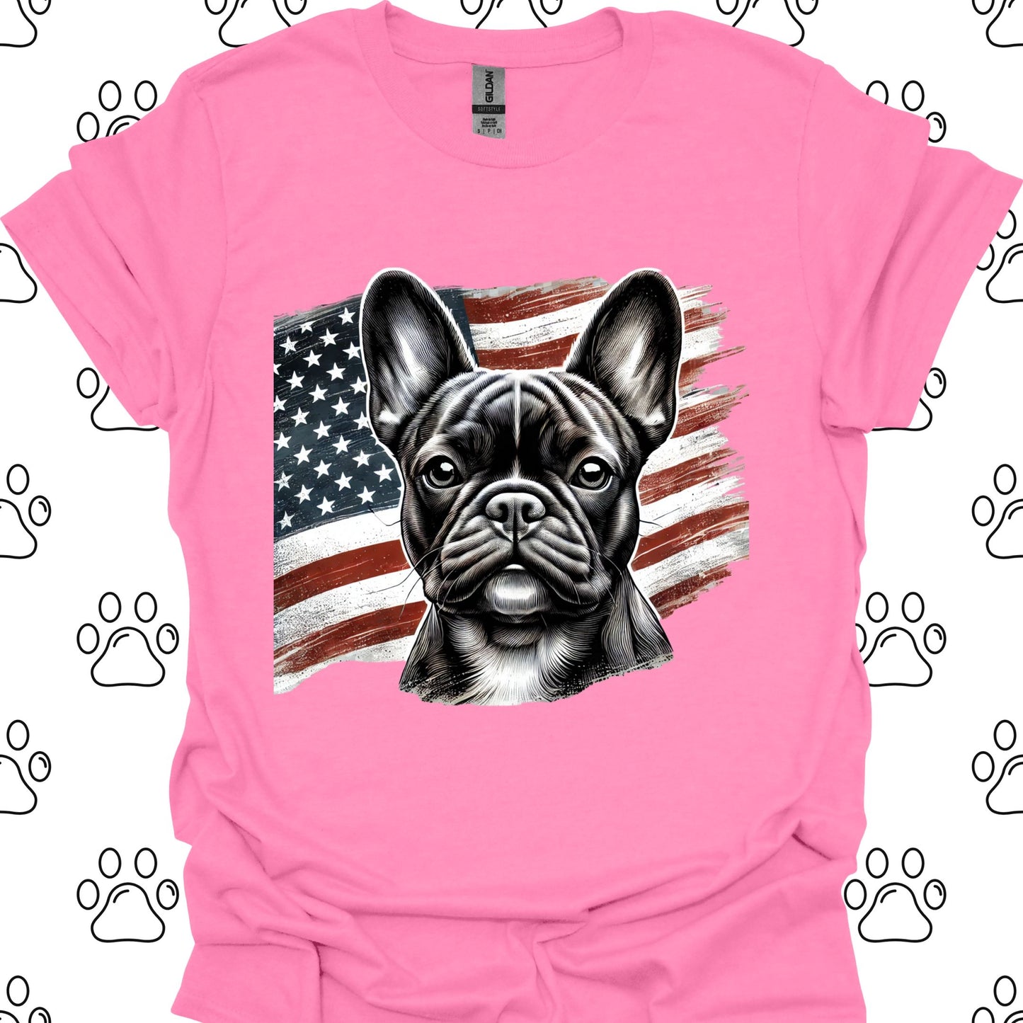 French Bulldog American Flag Patriotic T-Shirt