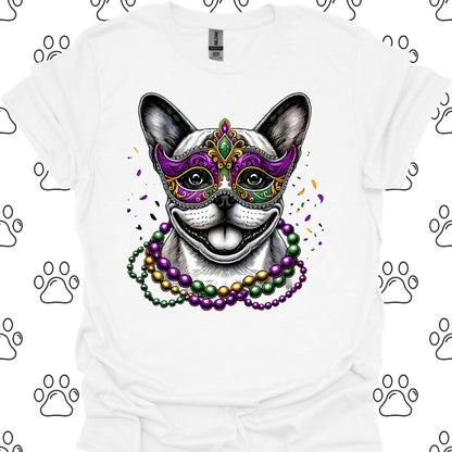 French Bulldog Mardi Gras Mask T-Shirt