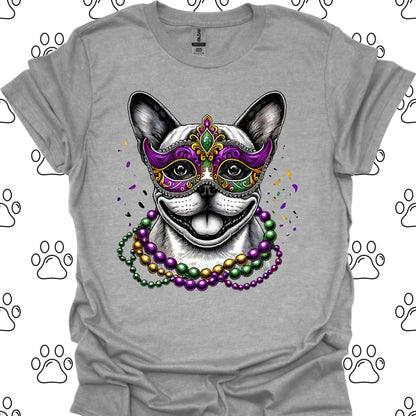 French Bulldog Mardi Gras Mask T-Shirt