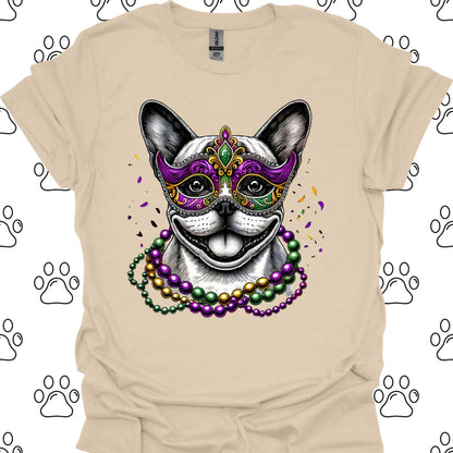 French Bulldog Mardi Gras Mask T-Shirt