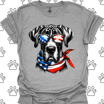 Great Dane American Flag Sunglasses T-Shirt