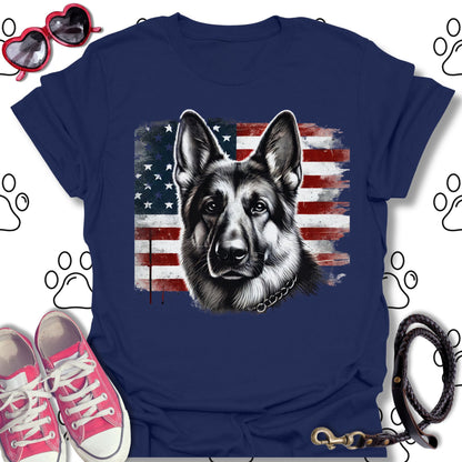 German Shepherd American Flag T-Shirt