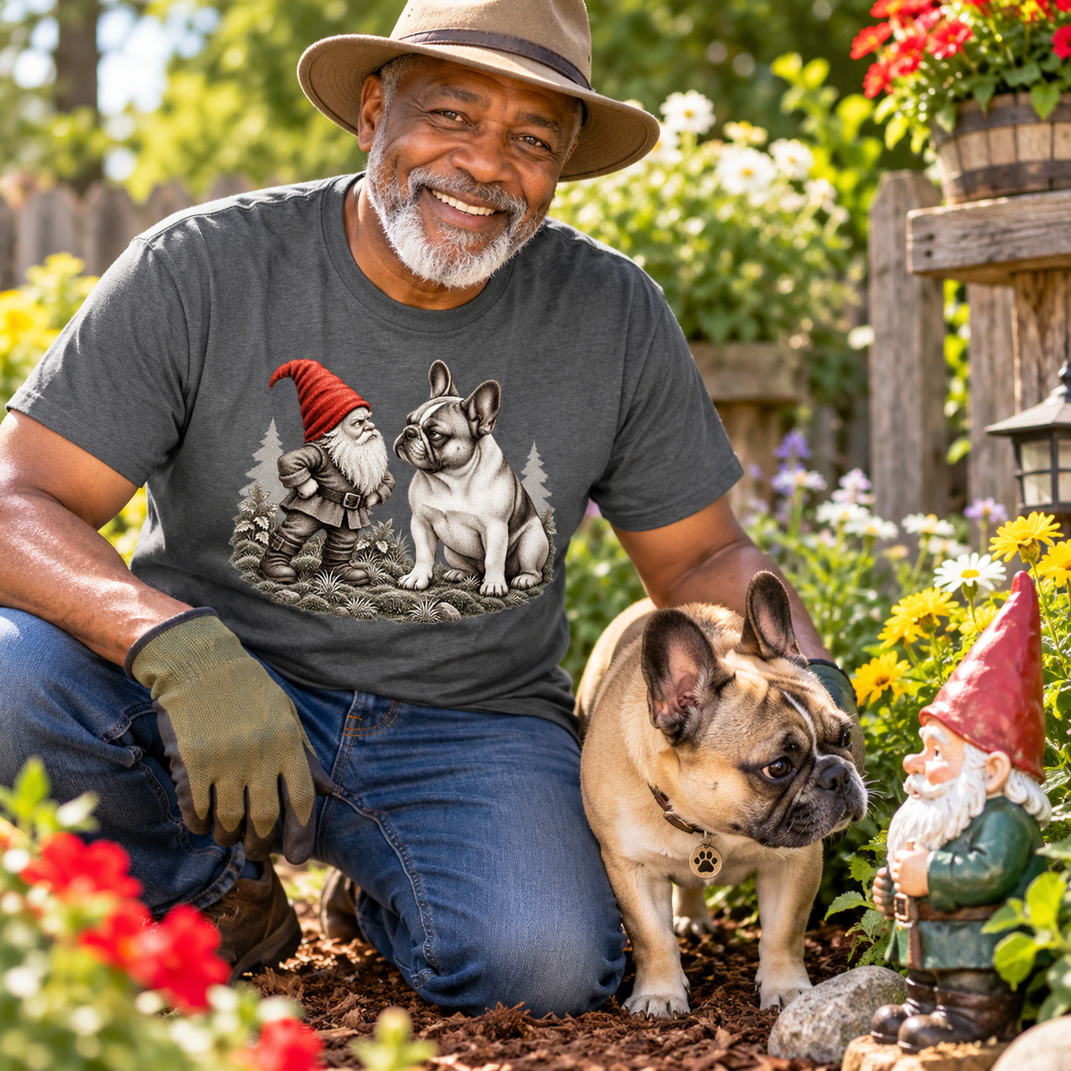 Garden Gnome French Bulldog Standoff T-Shirt