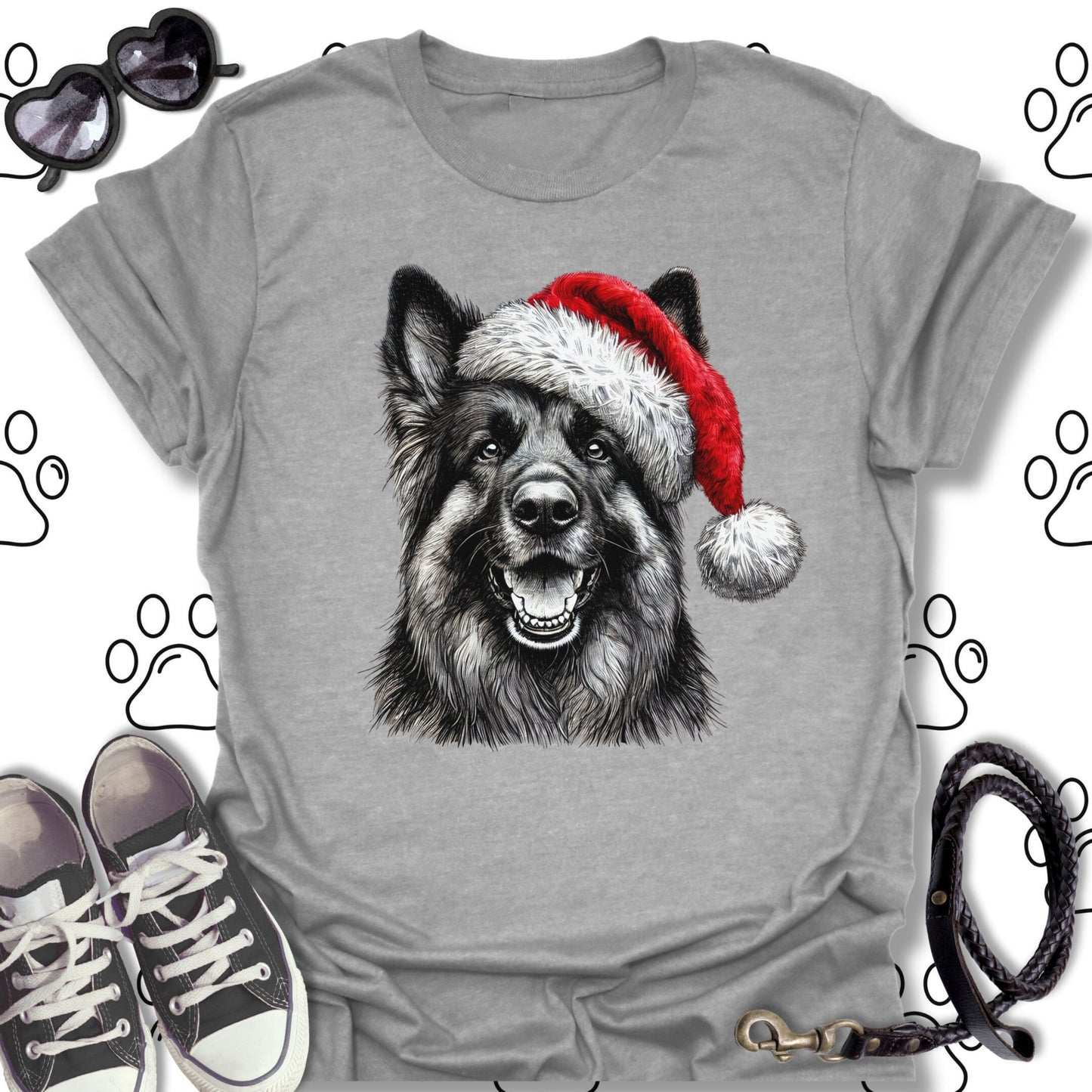 German Shepherd Festive Santa Hat Shirt