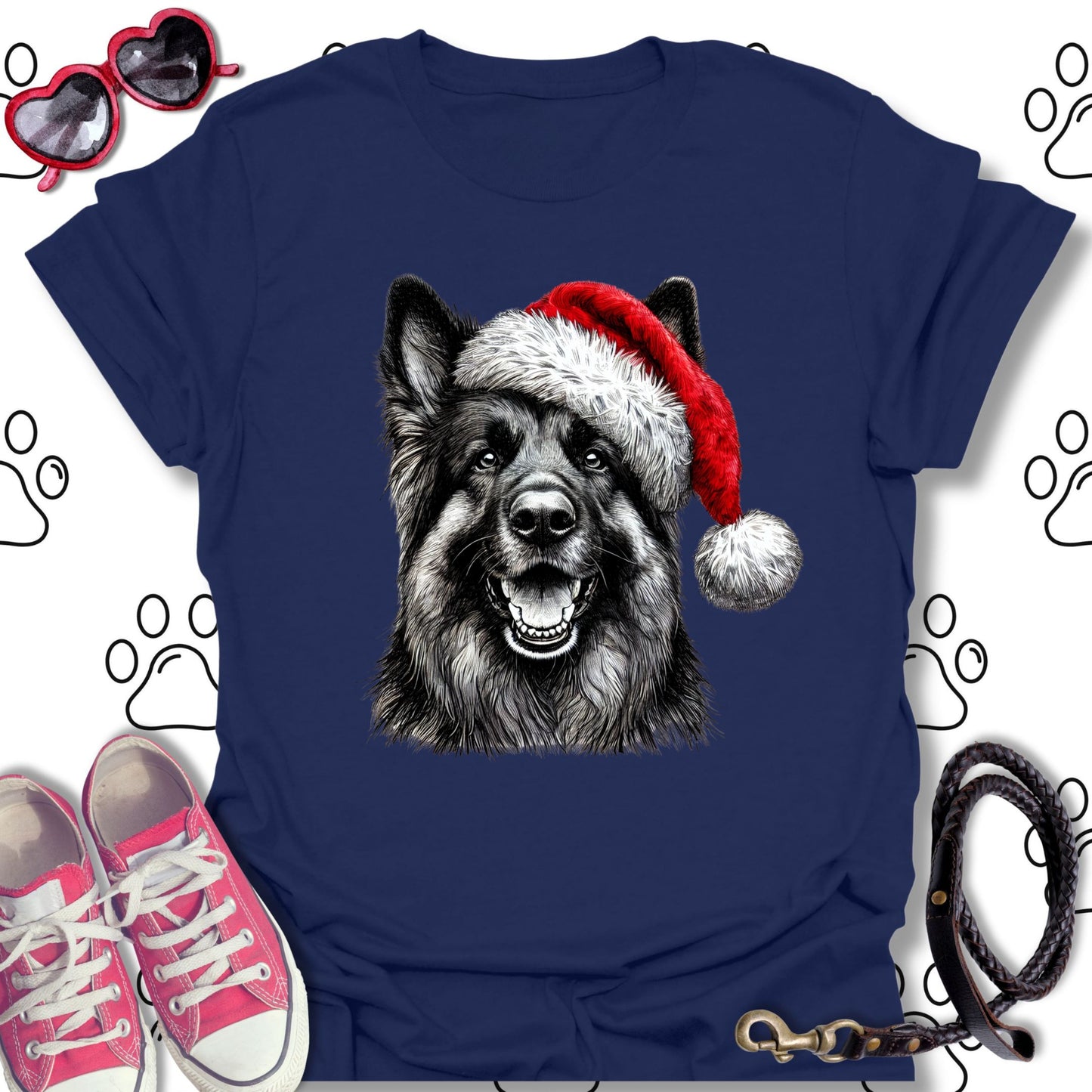 German Shepherd Festive Santa Hat Shirt