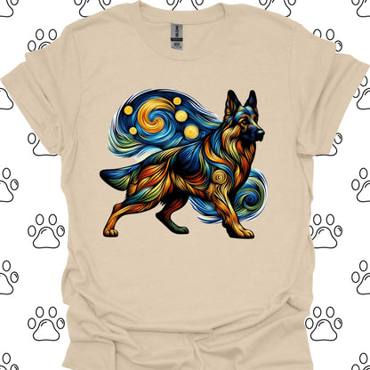 German Shepherd Starry Night T-Shirt