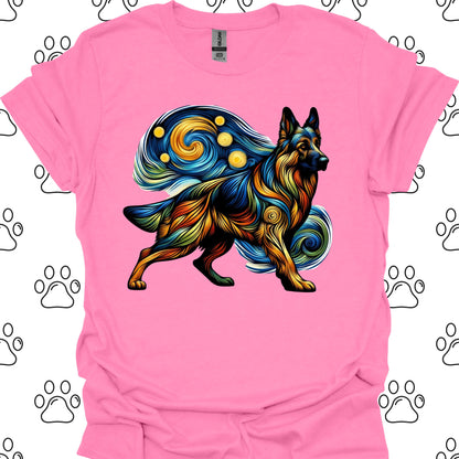 German Shepherd Starry Night T-Shirt