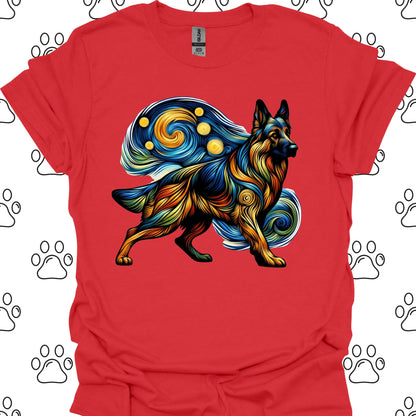 German Shepherd Starry Night T-Shirt