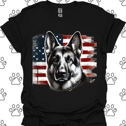 German Shepherd American Flag T-Shirt