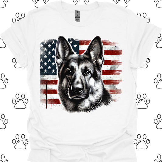 German Shepherd American Flag T-Shirt