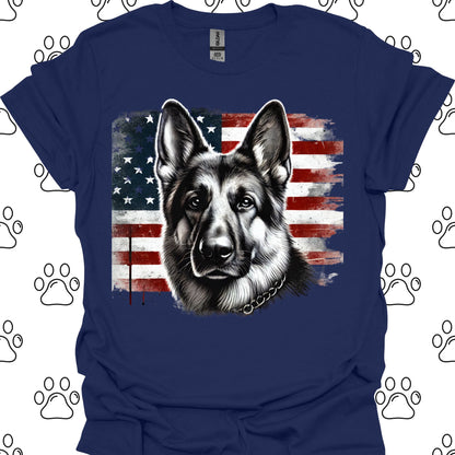 German Shepherd American Flag T-Shirt