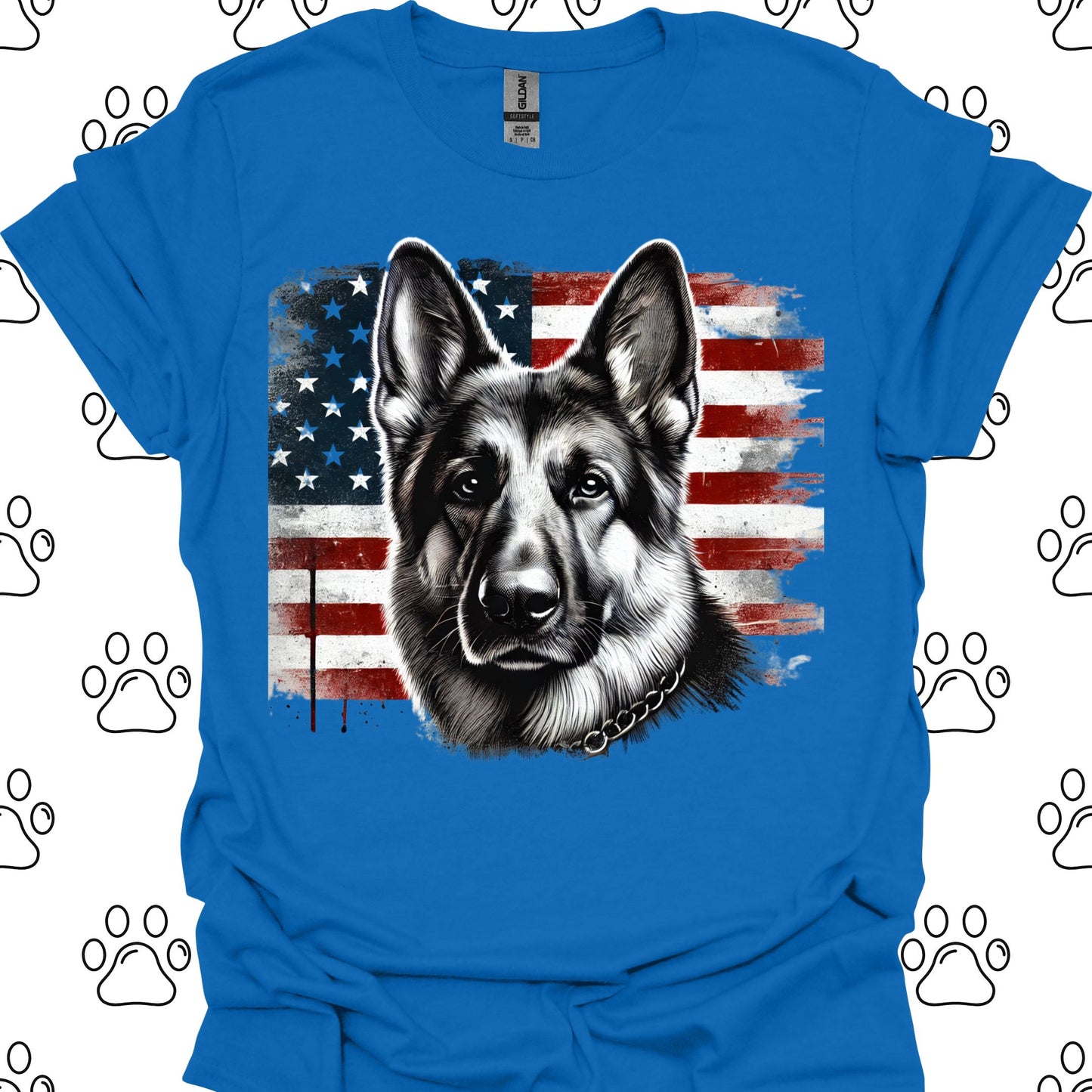 German Shepherd American Flag T-Shirt