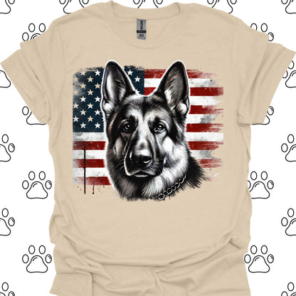 German Shepherd American Flag T-Shirt