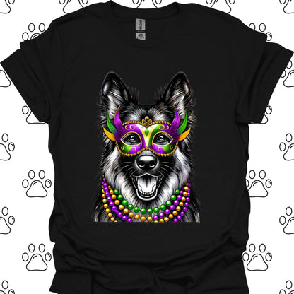 German Shepherd Mardi Gras Mask T-Shirt