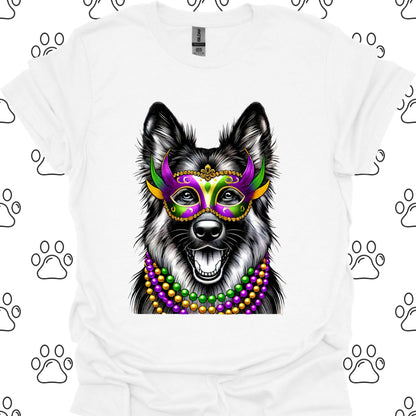 German Shepherd Mardi Gras Mask T-Shirt