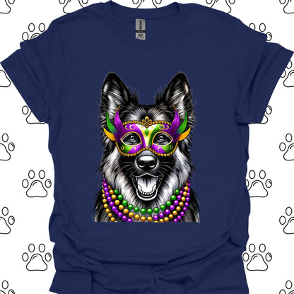 German Shepherd Mardi Gras Mask T-Shirt