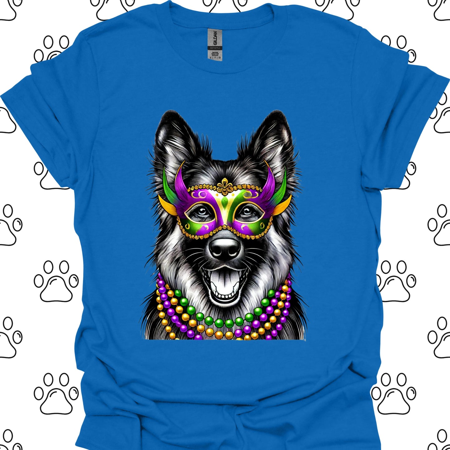 German Shepherd Mardi Gras Mask T-Shirt