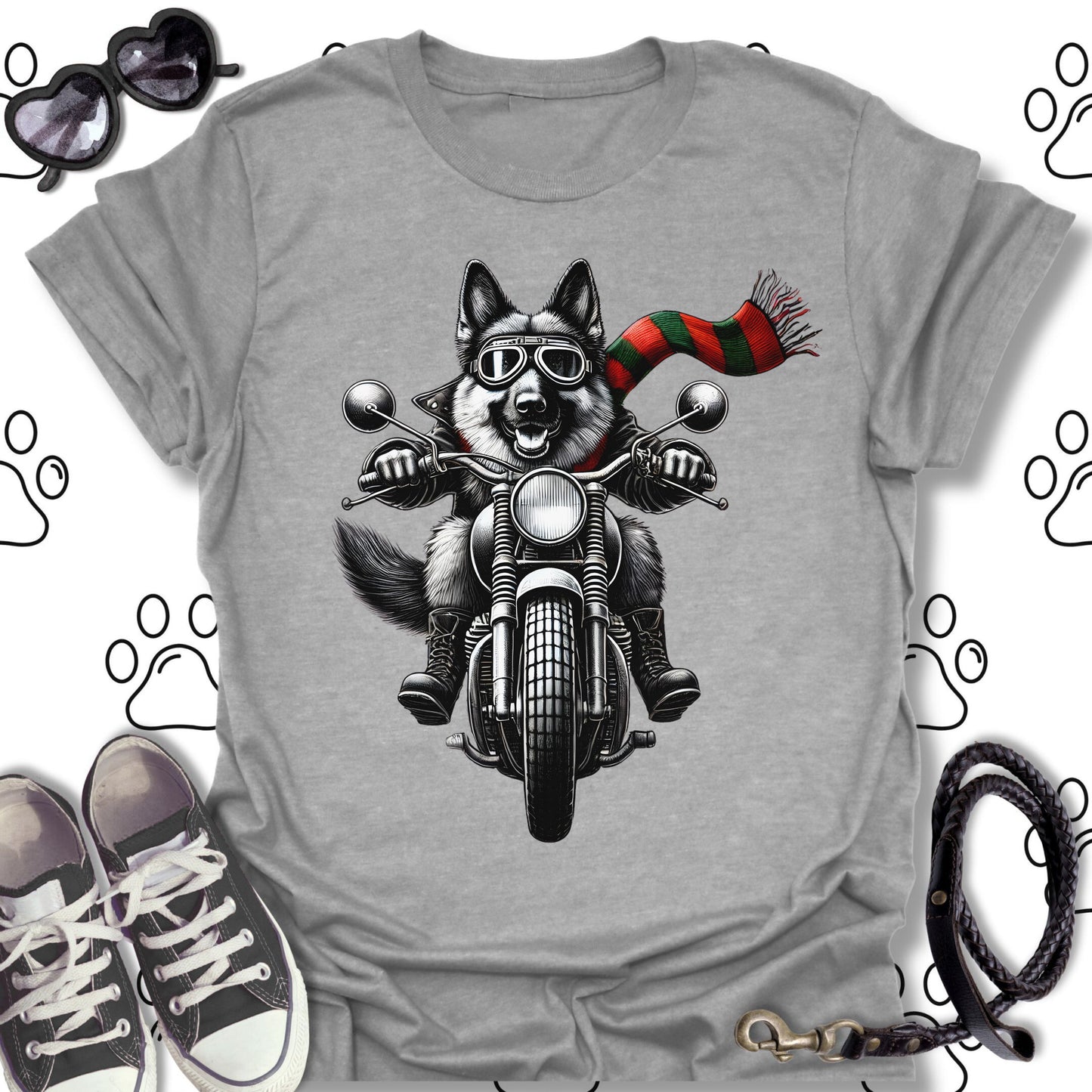 German Shepherd Holiday Biker Shirt