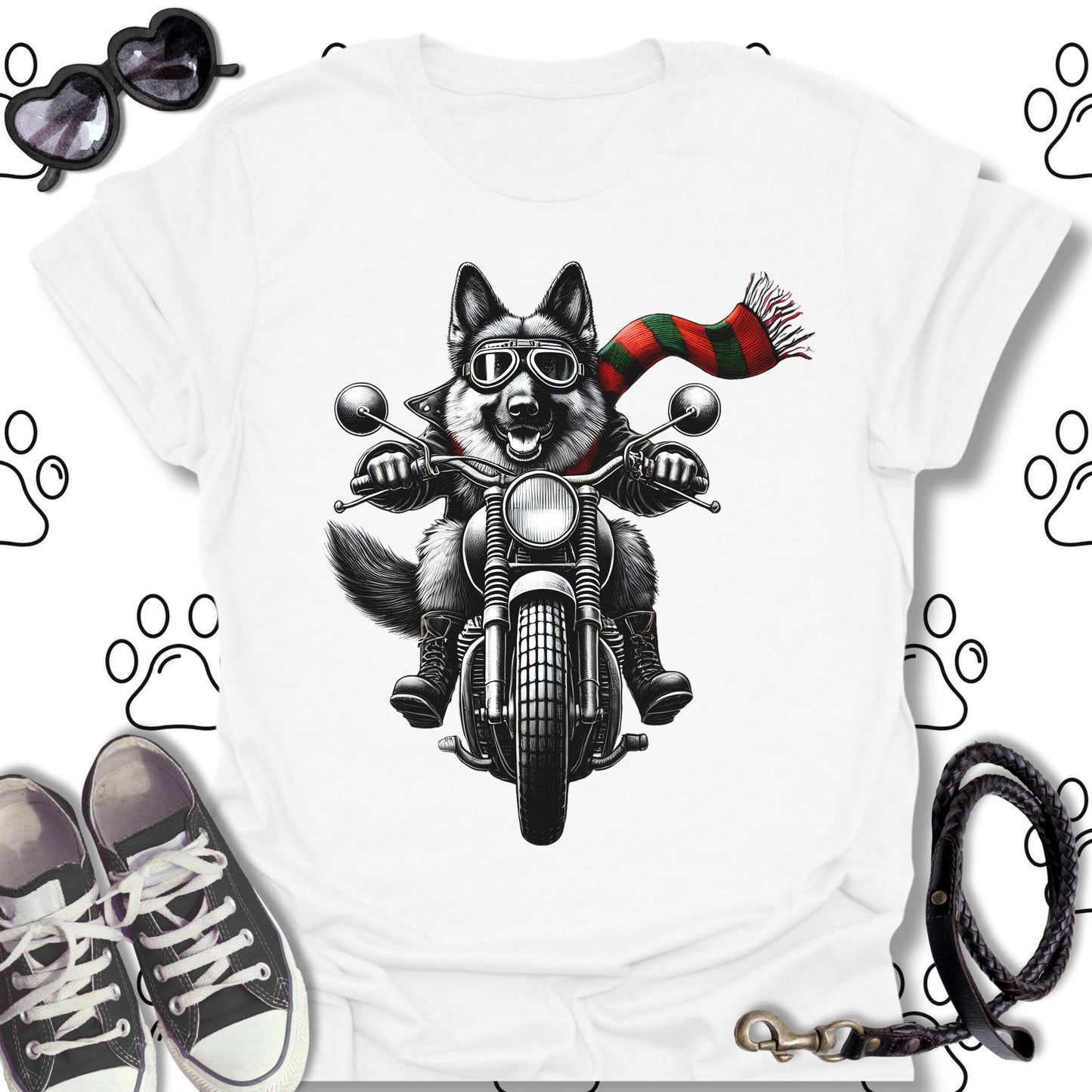 German Shepherd Holiday Biker Shirt