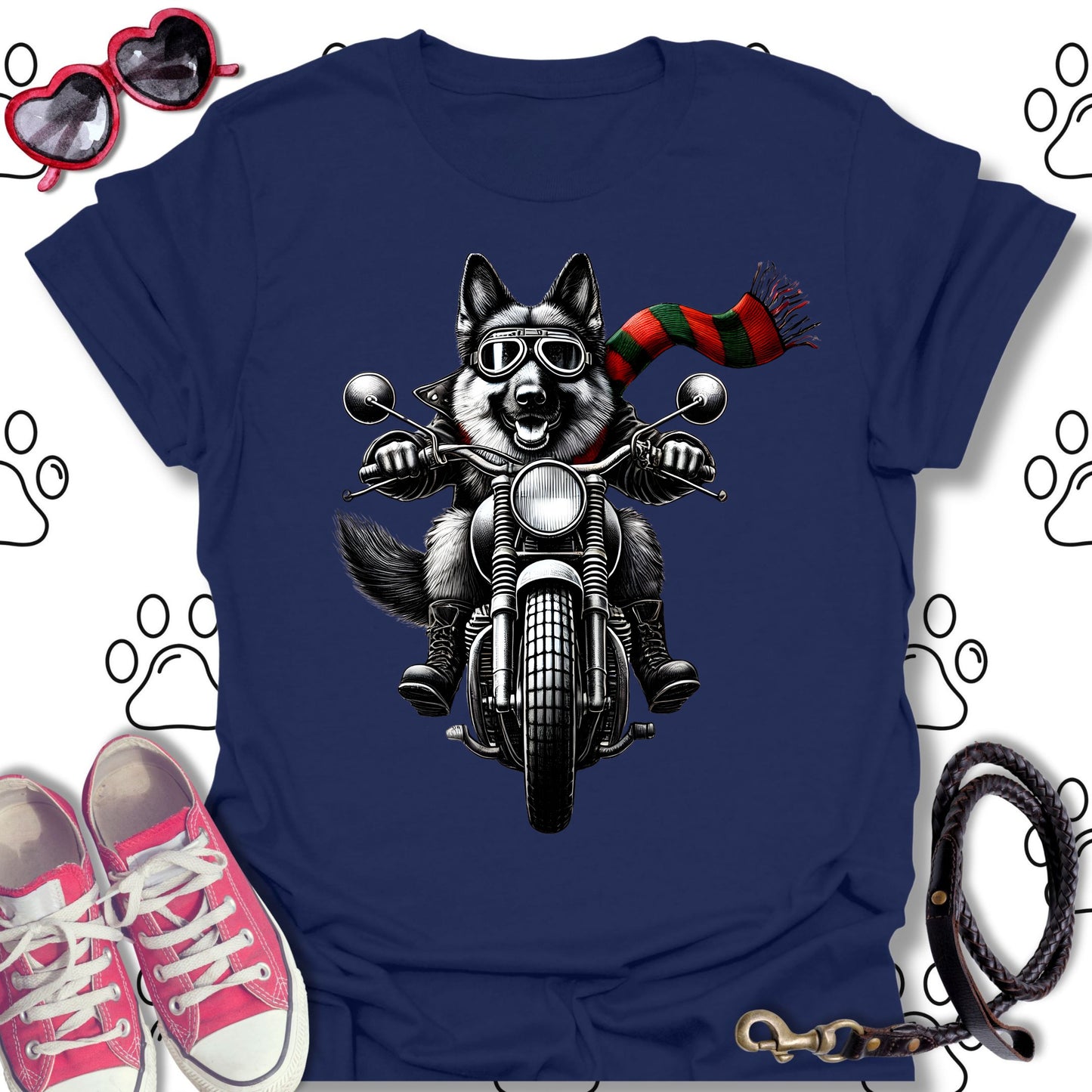 German Shepherd Holiday Biker Shirt