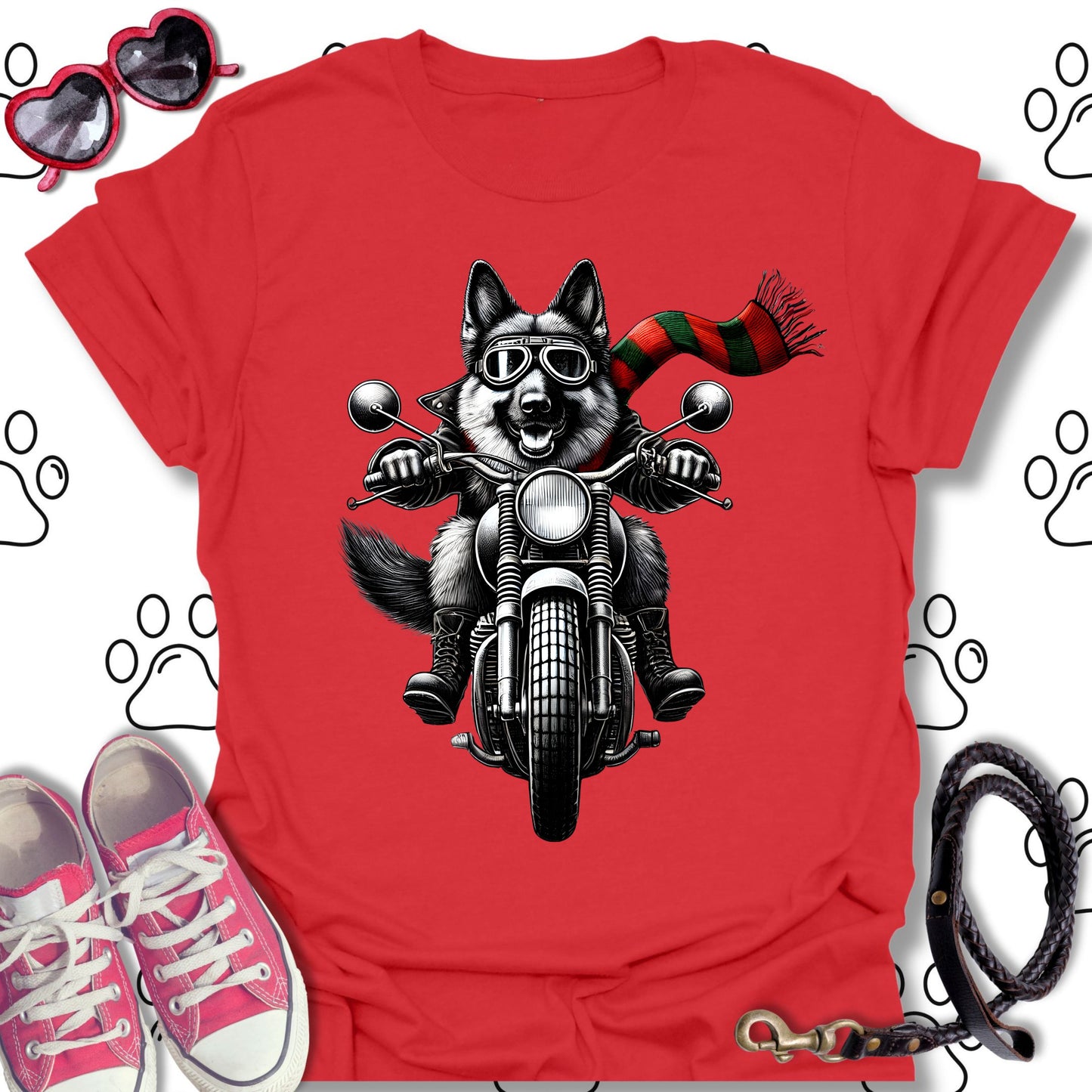 German Shepherd Holiday Biker Shirt