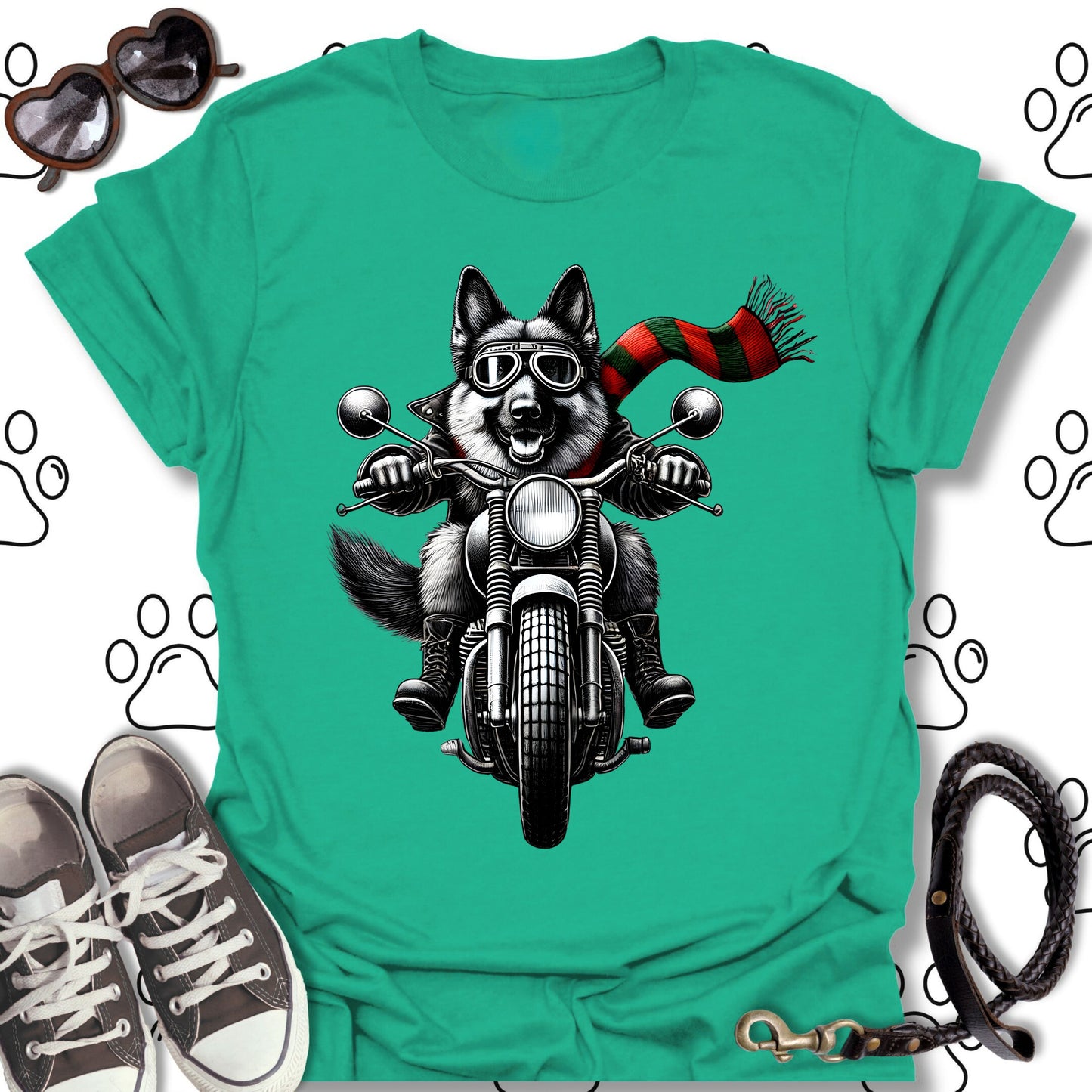 German Shepherd Holiday Biker Shirt