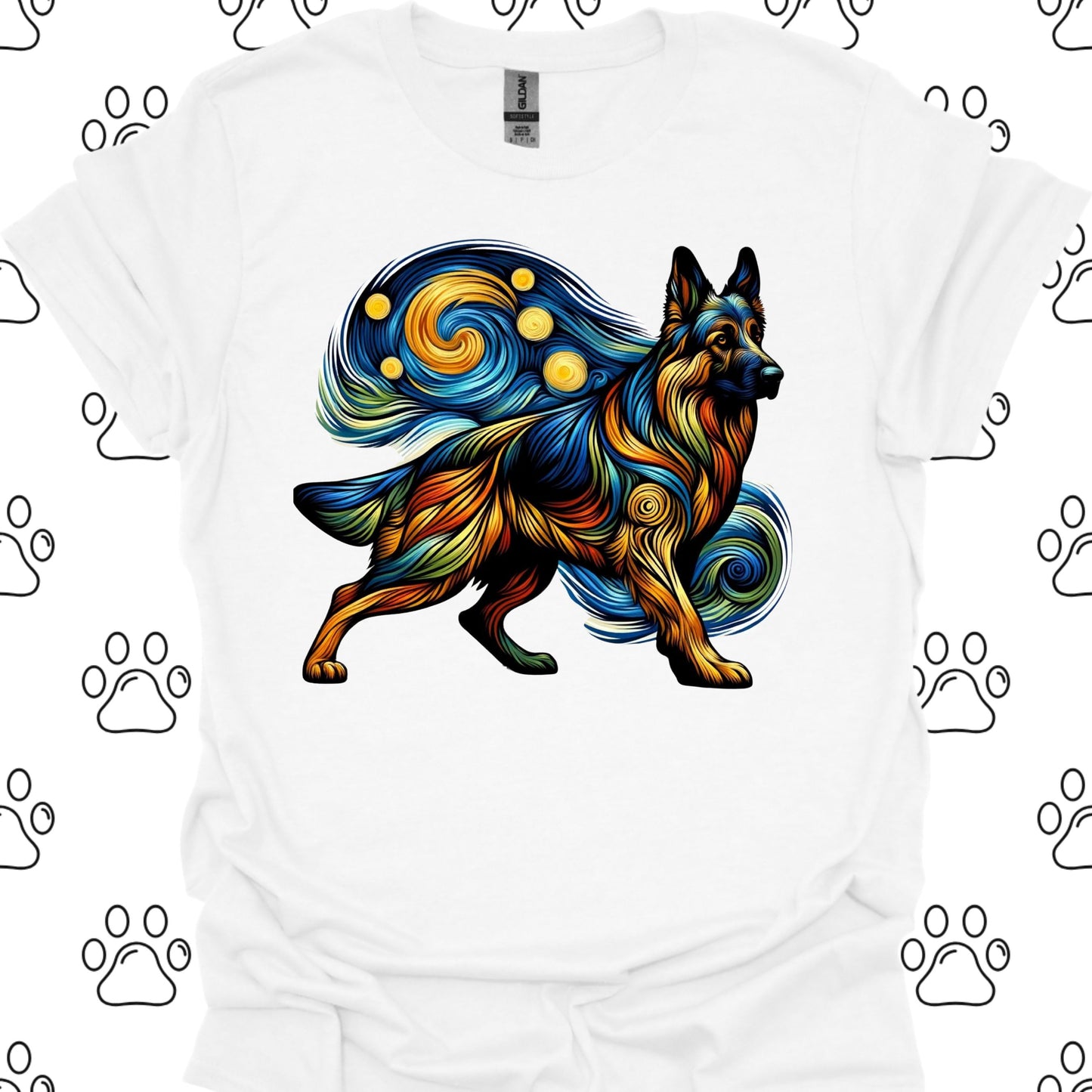 German Shepherd Starry Night T-Shirt