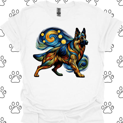 German Shepherd Starry Night T-Shirt