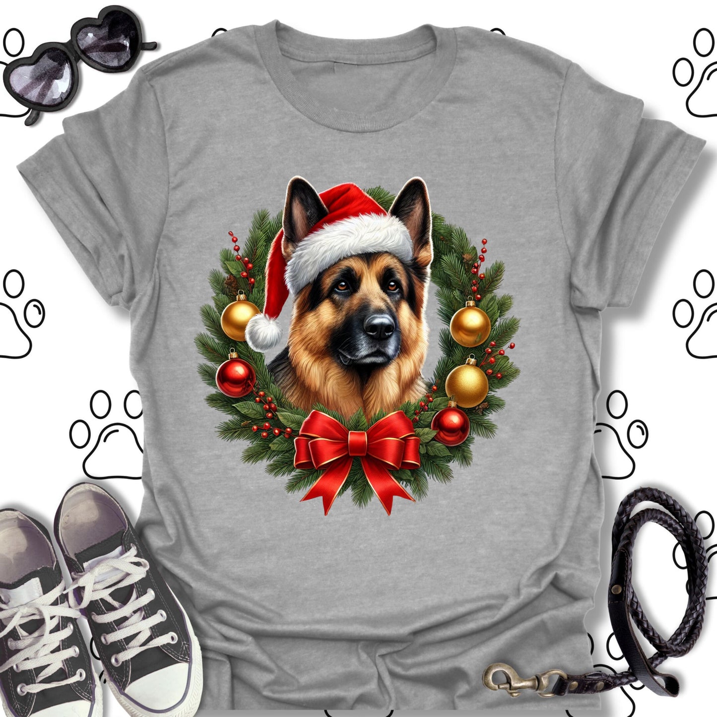 German Shepherd Christmas Wreath Shirt