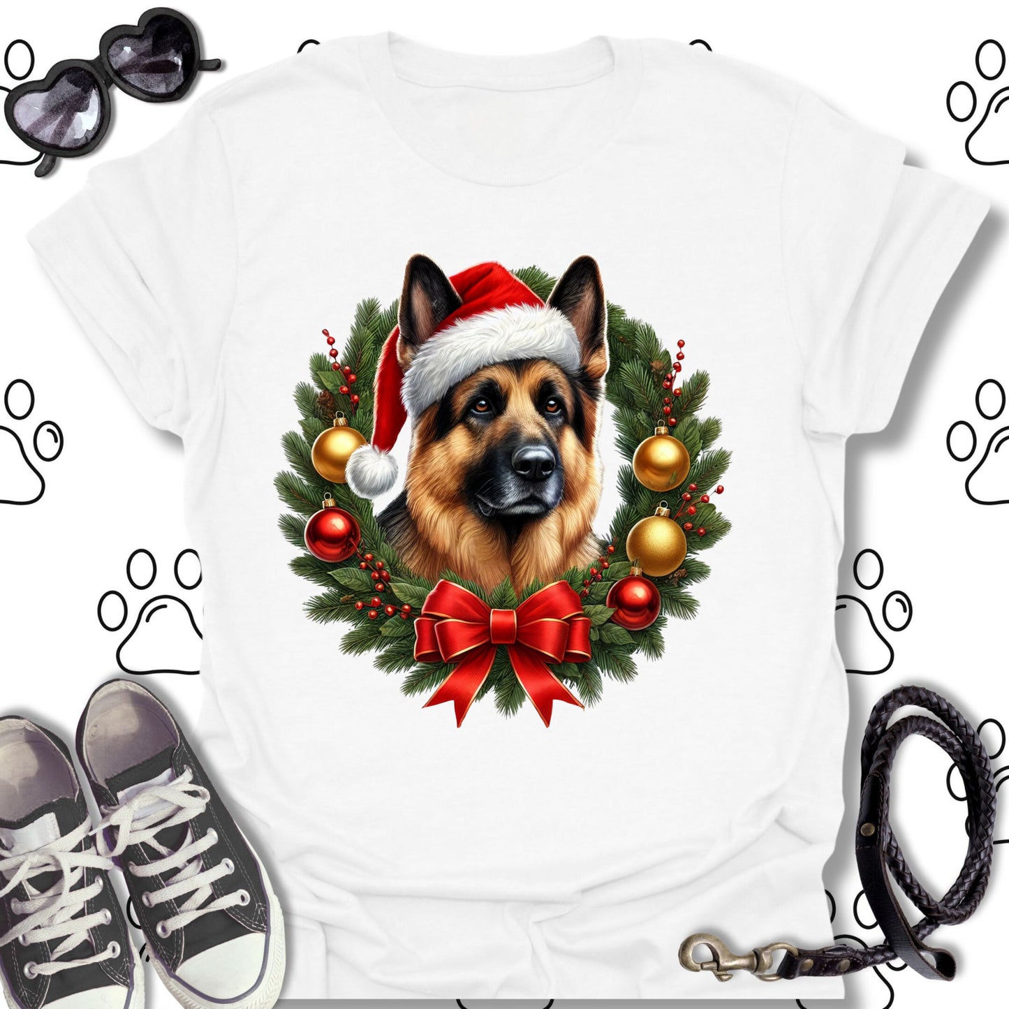 German Shepherd Christmas Wreath Shirt