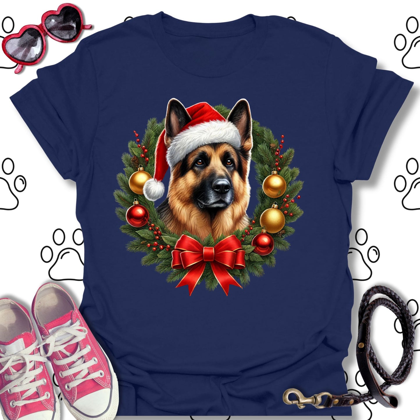 German Shepherd Christmas Wreath Shirt