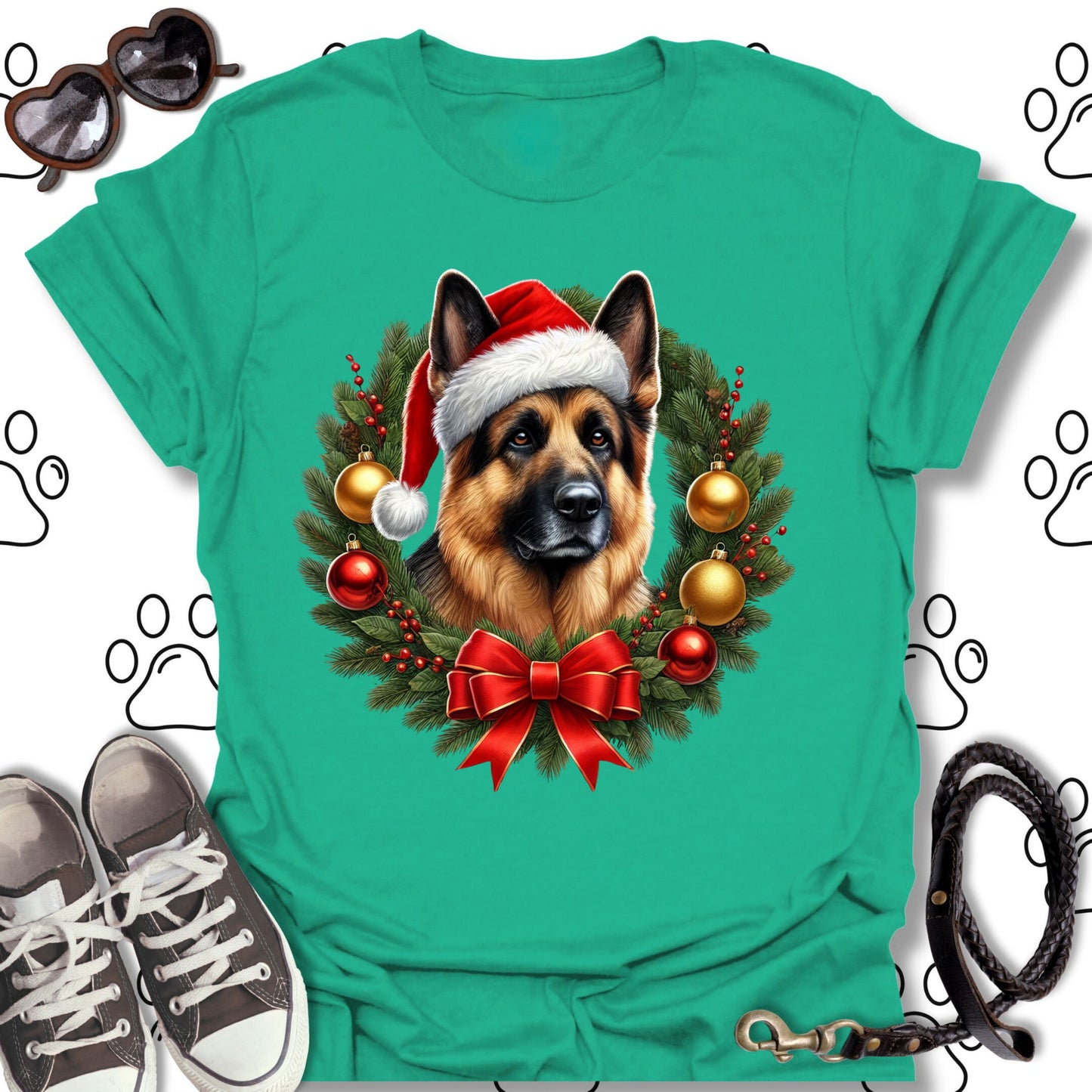 German Shepherd Christmas Wreath Shirt
