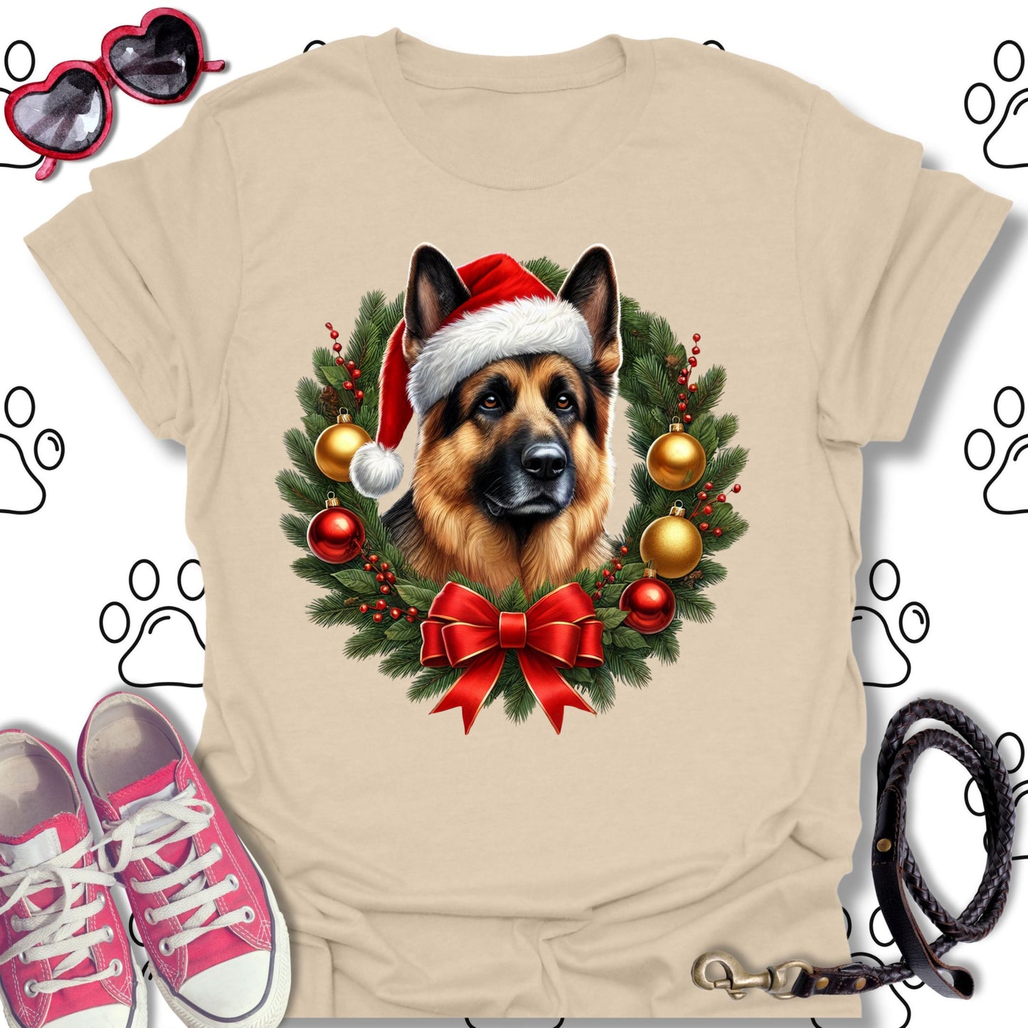 German Shepherd Christmas Wreath Shirt