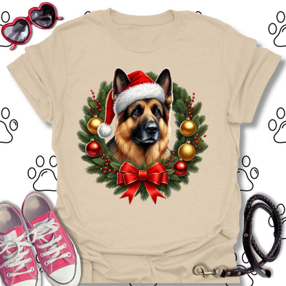 German Shepherd Christmas Wreath Shirt