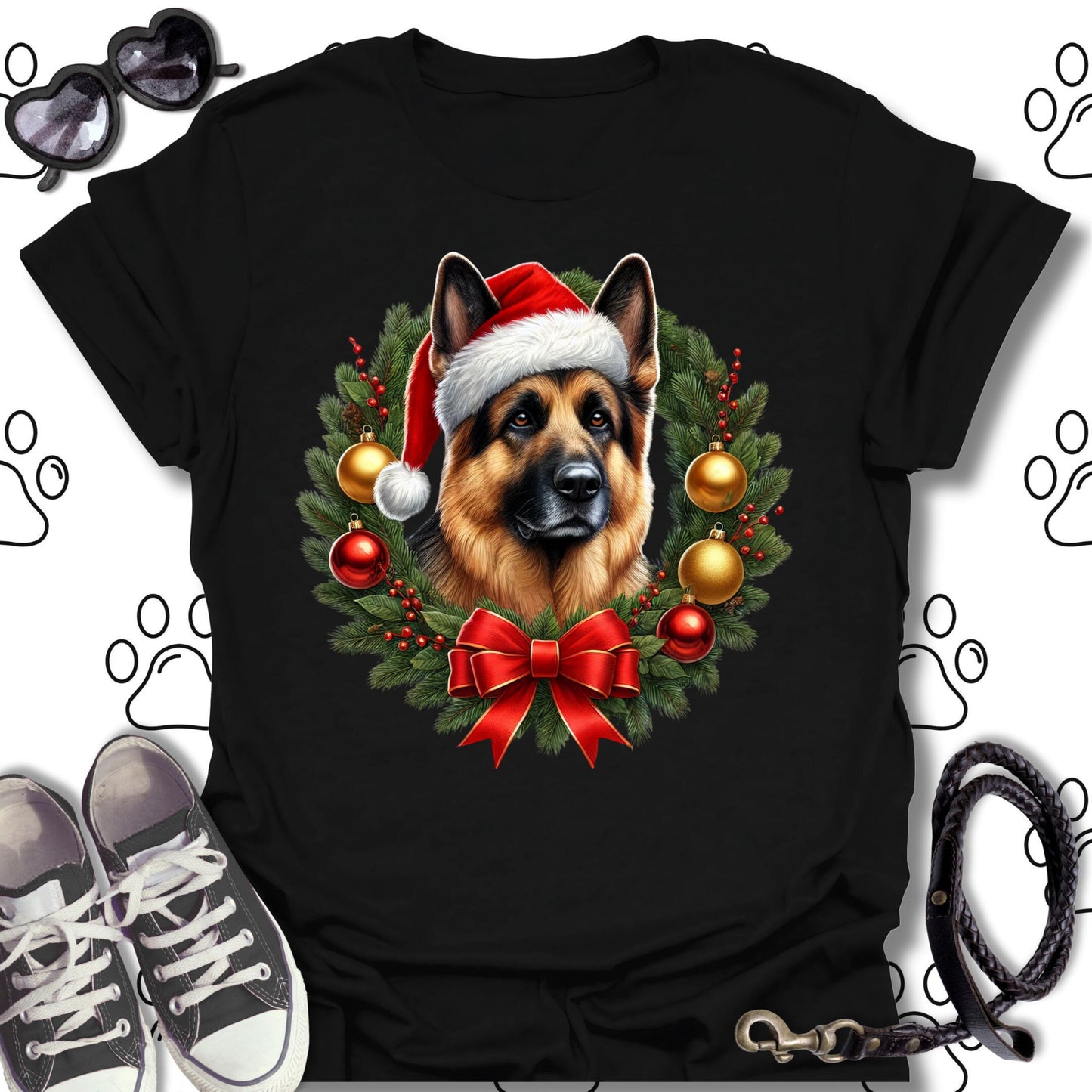 German Shepherd Christmas Wreath Shirt