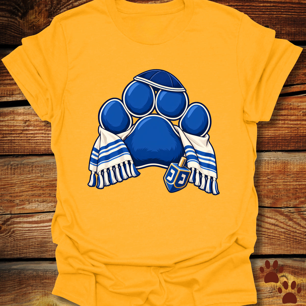 Hanukkah Paw Print Dreidel T-Shirt