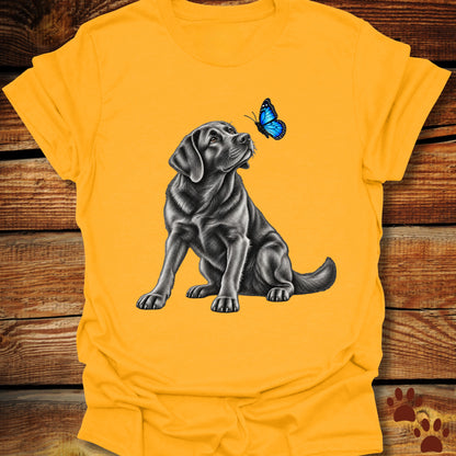 Black Labrador Retriever Butterfly T-Shirt