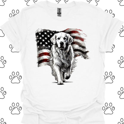 Golden Retriever American Flag T-Shirt