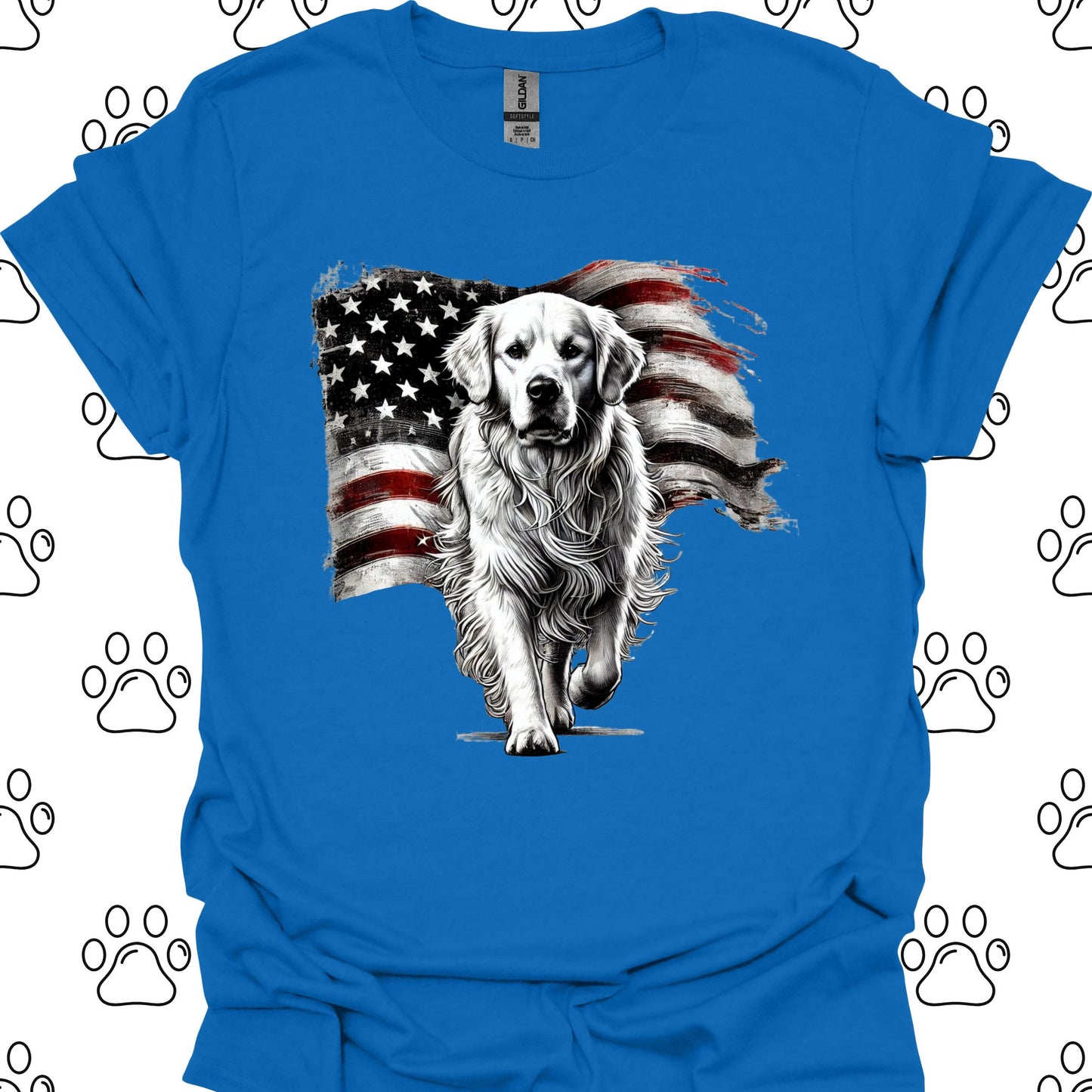 Golden Retriever American Flag T-Shirt