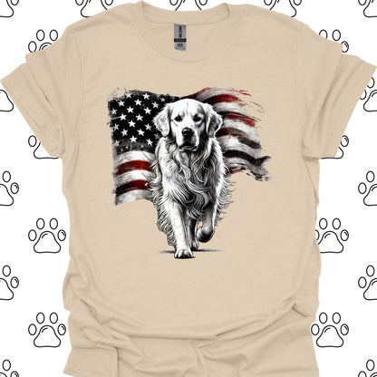 Golden Retriever American Flag T-Shirt