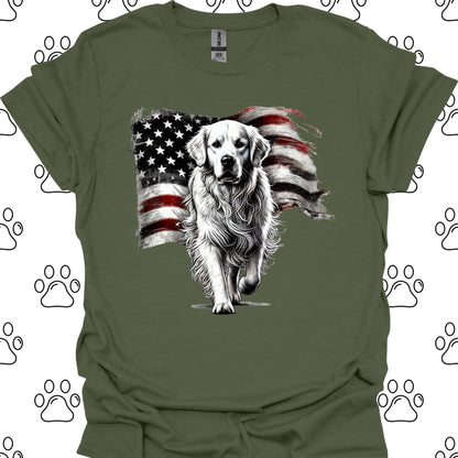 Golden Retriever American Flag T-Shirt