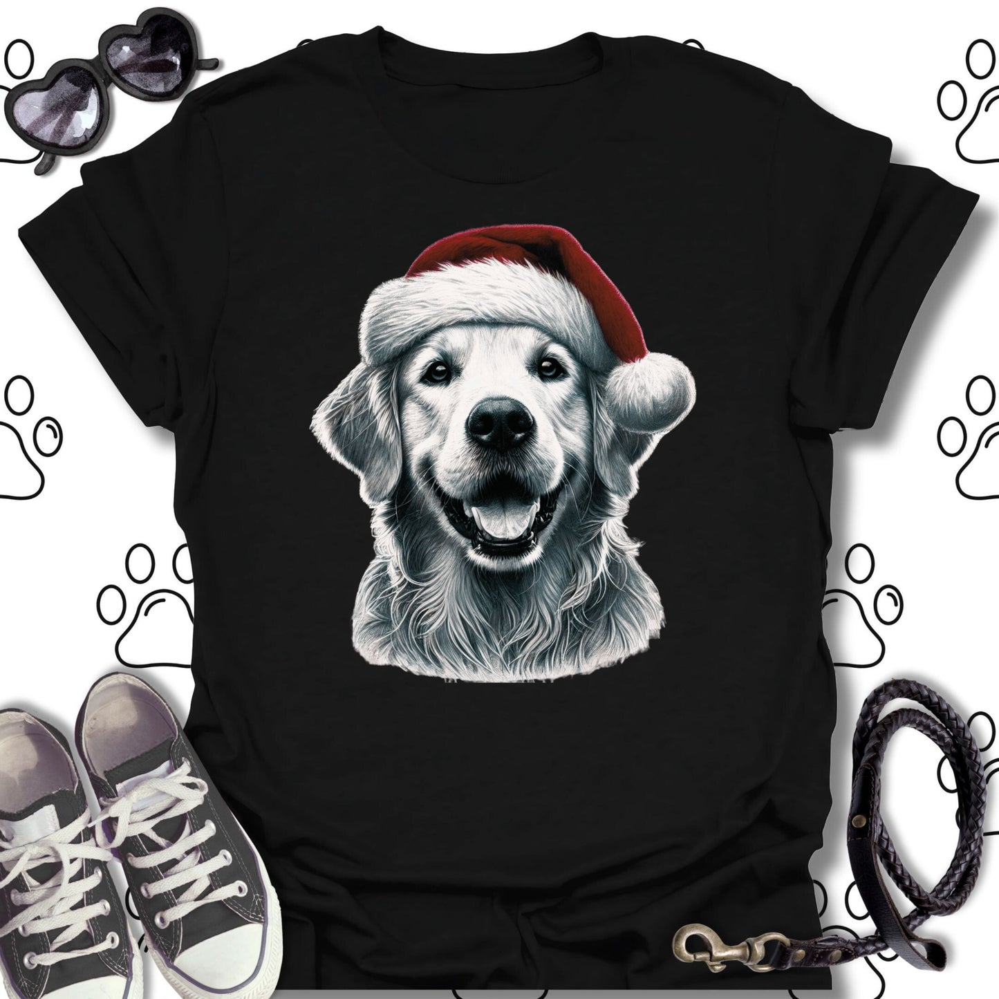 Golden Retriever Santa Hat Shirt